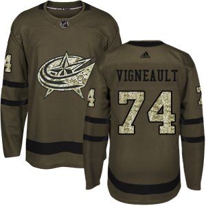 Herren Columbus Blue Jackets Eishockey Trikot Sam Vigneault #74 Authentic Grün Salute to Service